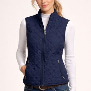 Pikeur Navy Quilted Equestrian Vest Zip Front Women’s US 14